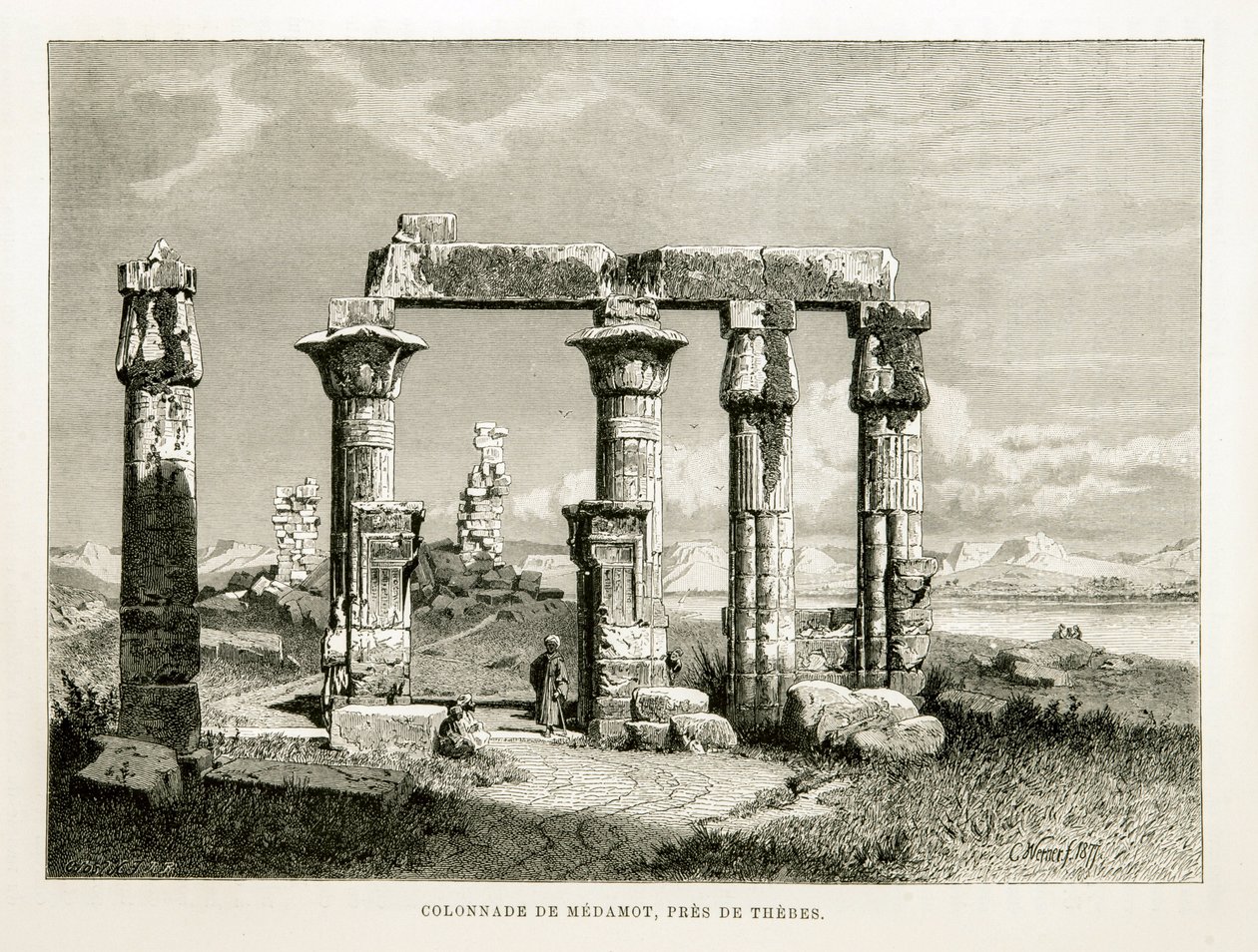 View of the ruins of Medamot Temple near Thebes, Egypt Illustration from the Atlas of Egypt بواسطة غير معروف