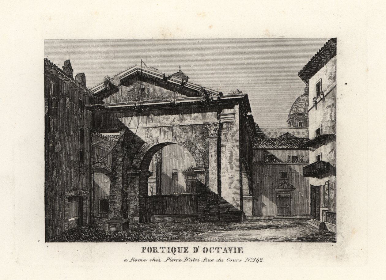 منظر لأطلال Portico of Octavian ، Porticus Octaviae ، روما بواسطة غير معروف