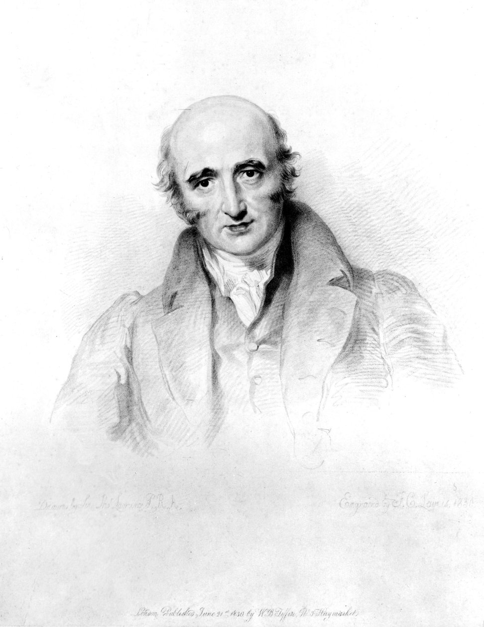 ويليام هايد ولاستون ، الكيميائي وعالم المعادن الإنجليزي ، عام 1820 نقش لويس بعد لوحة للسير توماس لورانس (1769-1830) لوليام هايد ولاستون (1766-1828) ، الكيميائي والمعادن الإنجليزي بواسطة غير معروف