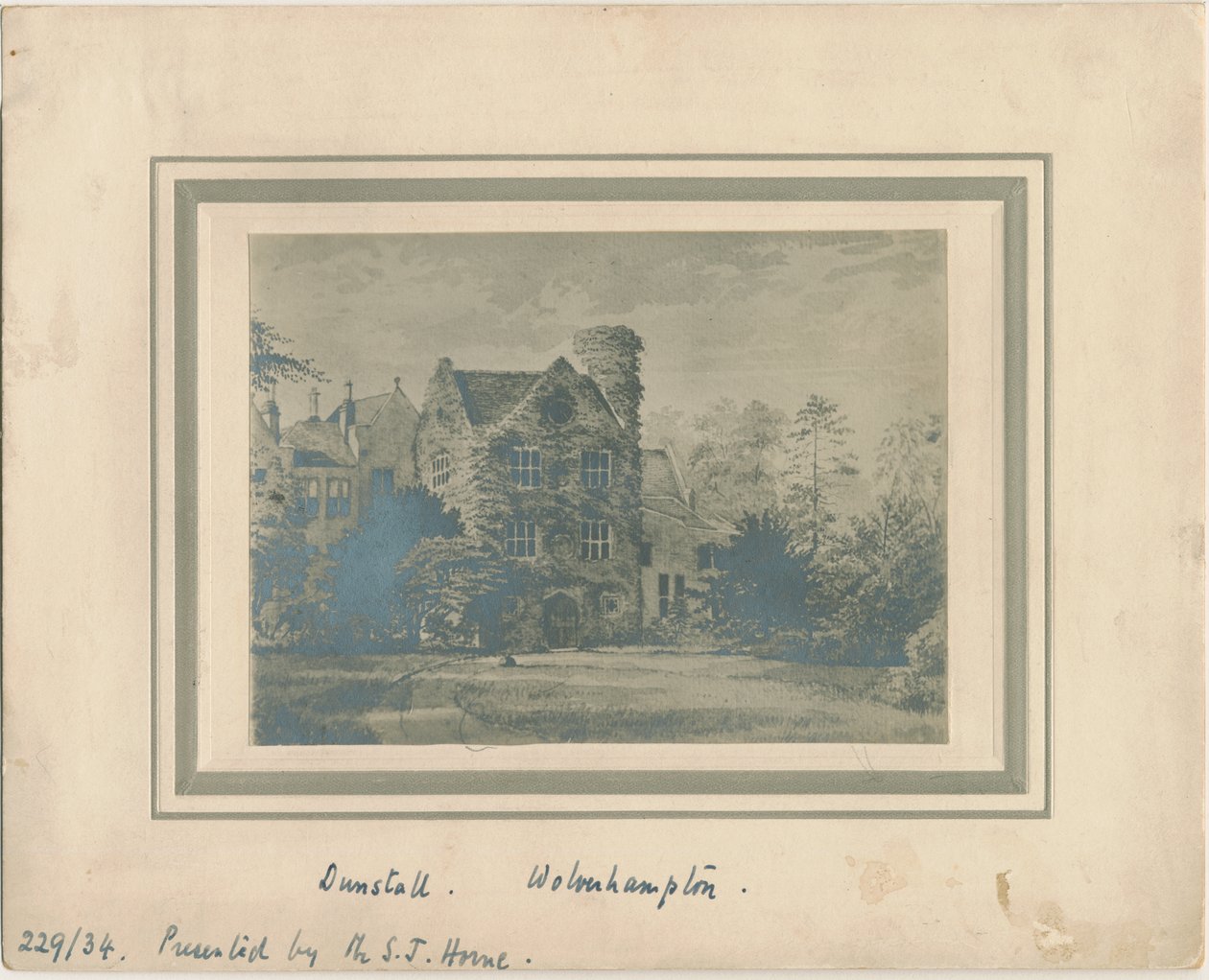 ولفرهامبتون - دونستول هول: صورة فوتوغرافية للرسم بالألوان المائية ، [عام 1860] بواسطة غير معروف