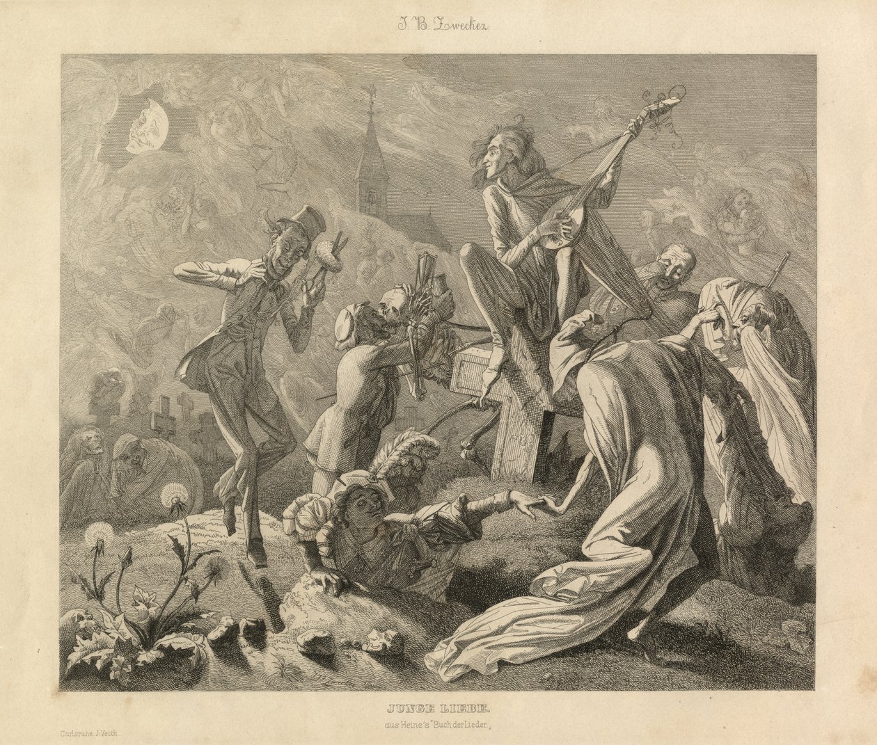حب الشباب ، كارلسروه ، حوالي 1850 (نقش) بواسطة فنان غير معروف