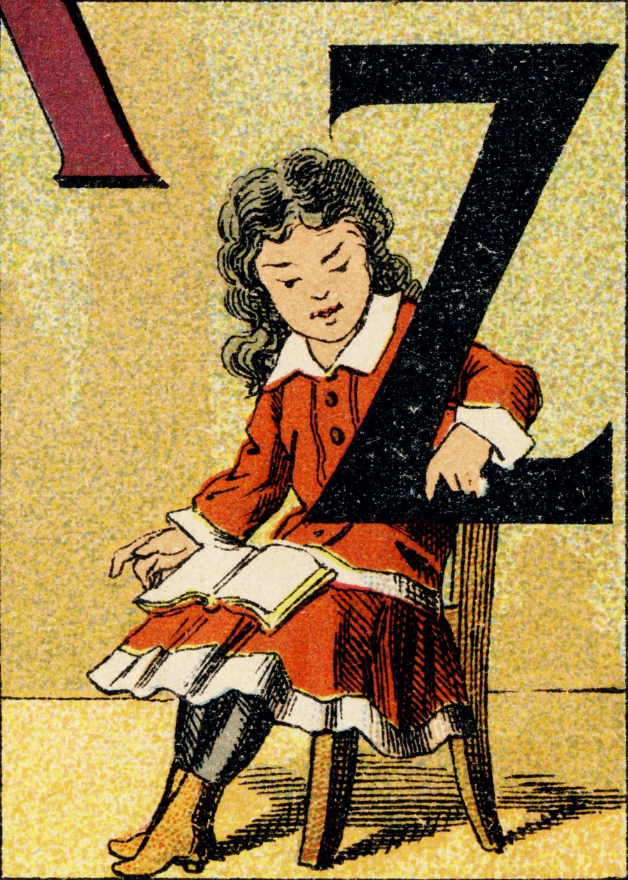 Z - نقش من ABCD des petits filles. Pellerin & Cie ، ناشر طابعة ، Epinal ، حوالي 1890. Serie A. الأبعاد: 19 × 13.5 سم. بواسطة غير معروف