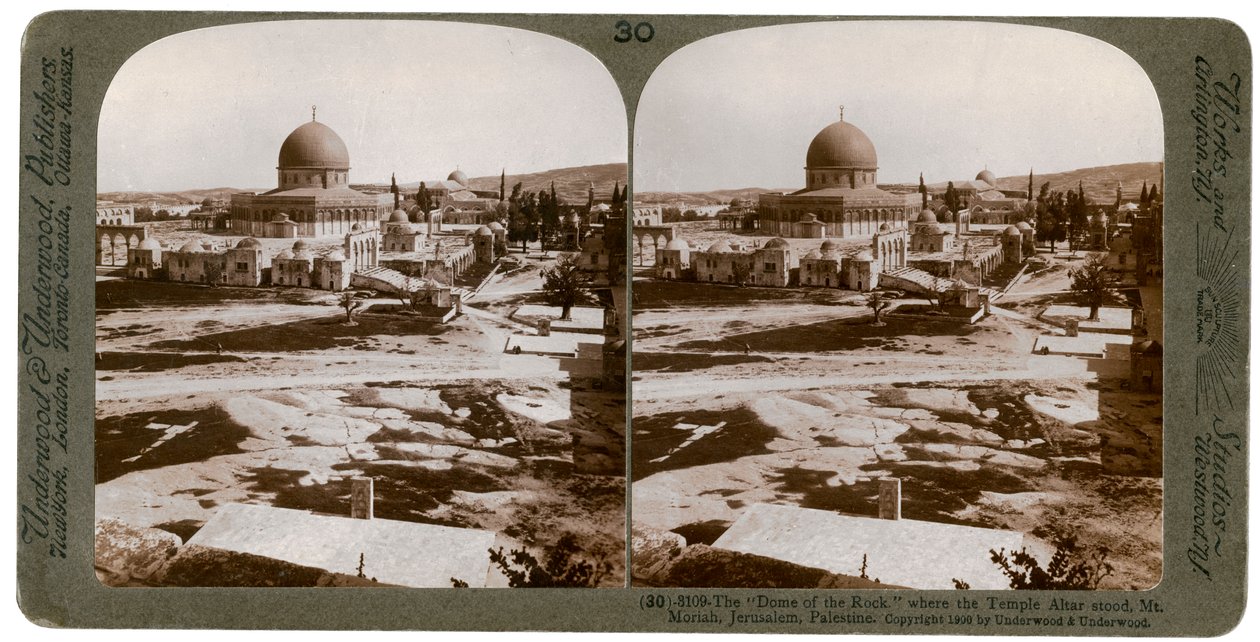 قبة الصخرة ، حيث وقف معبد ألتر ، جبل موريا ، القدس ، فلسطين ، 1900. بواسطة أندروود أند أندروود