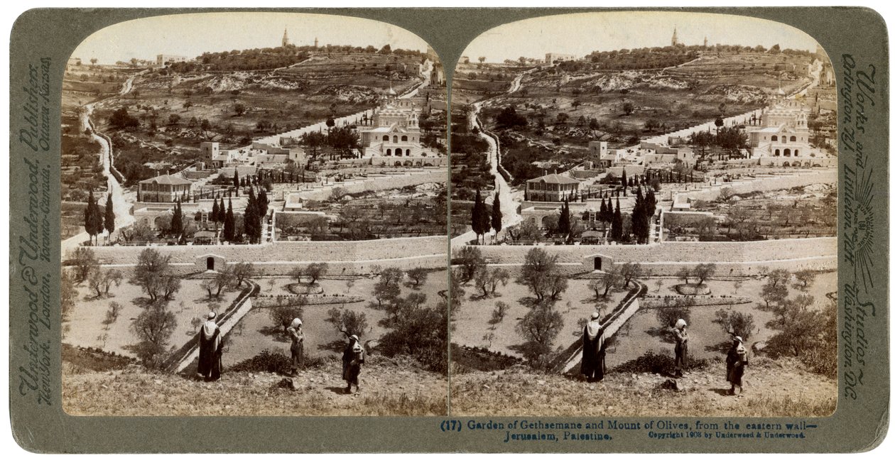 حديقة الجسمانية وجبل الزيتون ، فلسطين ، 1908. بواسطة أندروود أند أندروود
