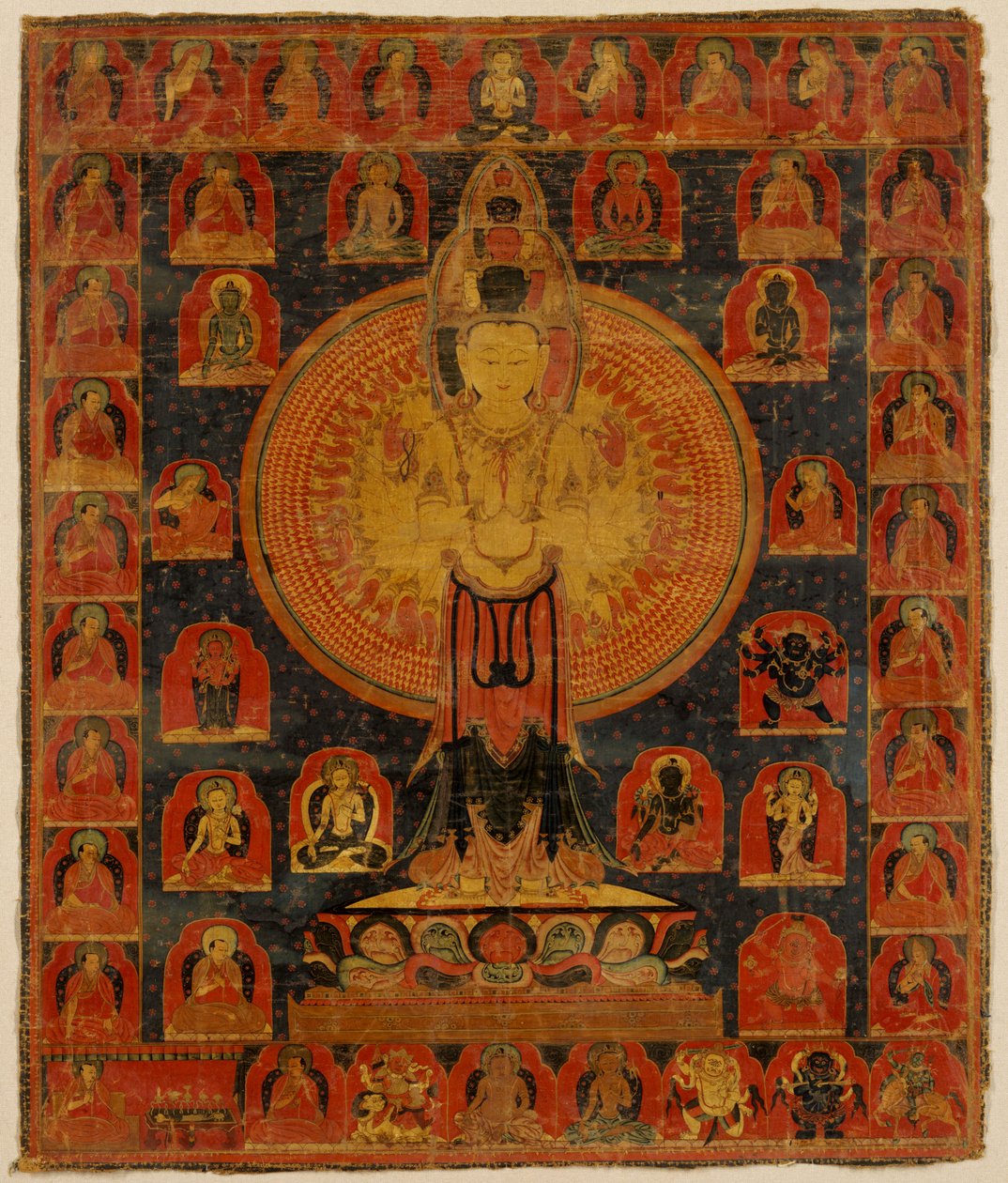 ألف Chenresi مسلحة ، شكل كوني من Bodhisattva Avalokiteshvara. التبت. بواسطة غير معروف