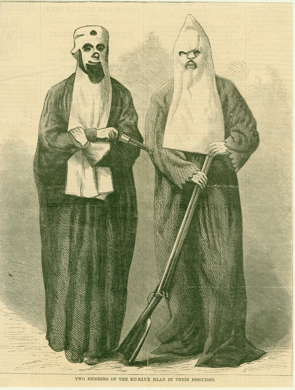 اثنان من أعضاء Ku-Klux Klan في تنكرهم. بواسطة غير معروف