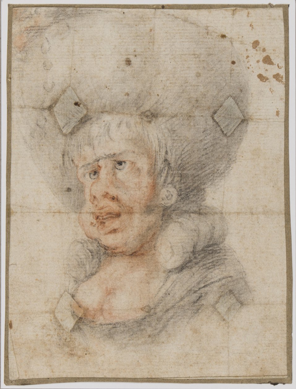 كاريكاتير امرأة ، 1780 ج (طباشير أحمر وأسود على ورق) بواسطة غير معروف غير معروف