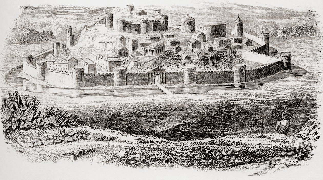 ظهور عام للقلاع القديمة والعمارة النموذجية لقلعة من العصور الوسطى ، من الموسوعة الوطنية ، تم نشره عام 1890 بواسطة غير معروف غير معروف