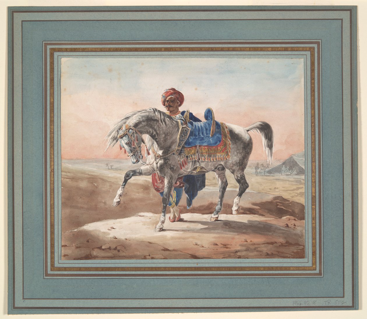 العربي يقف بجانب حصان بواسطة غير معروف