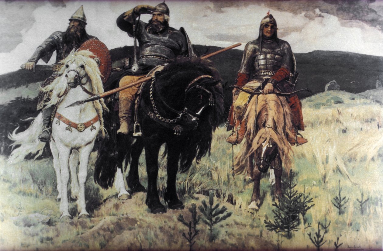 بوغاتيري (الأبطال) بقلم فيكتور ميخائيلوفيتش فاسنيتسوف ، 1898. بواسطة غير معروف