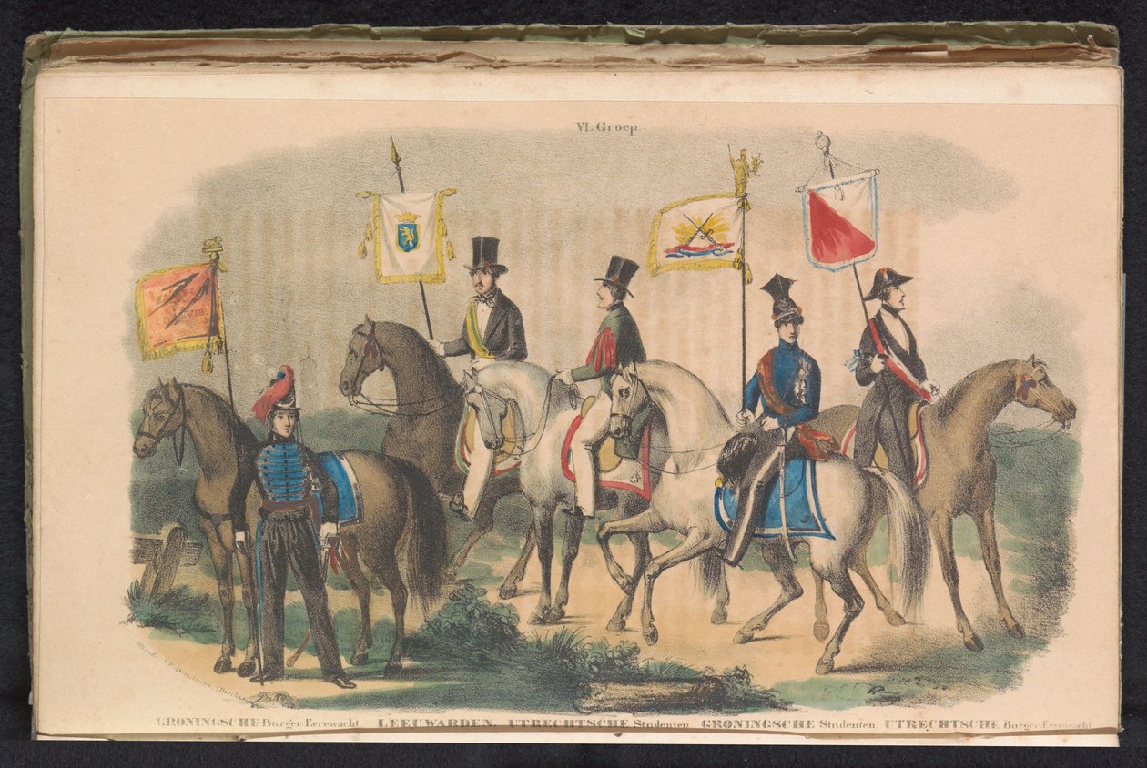 أزياء ورايات حرس الشرف في جرونينجن وليوواردن وأوتريخت ، 1840-1842 السادس. المجموعة (العنوان على الكائن) بواسطة غير معروف