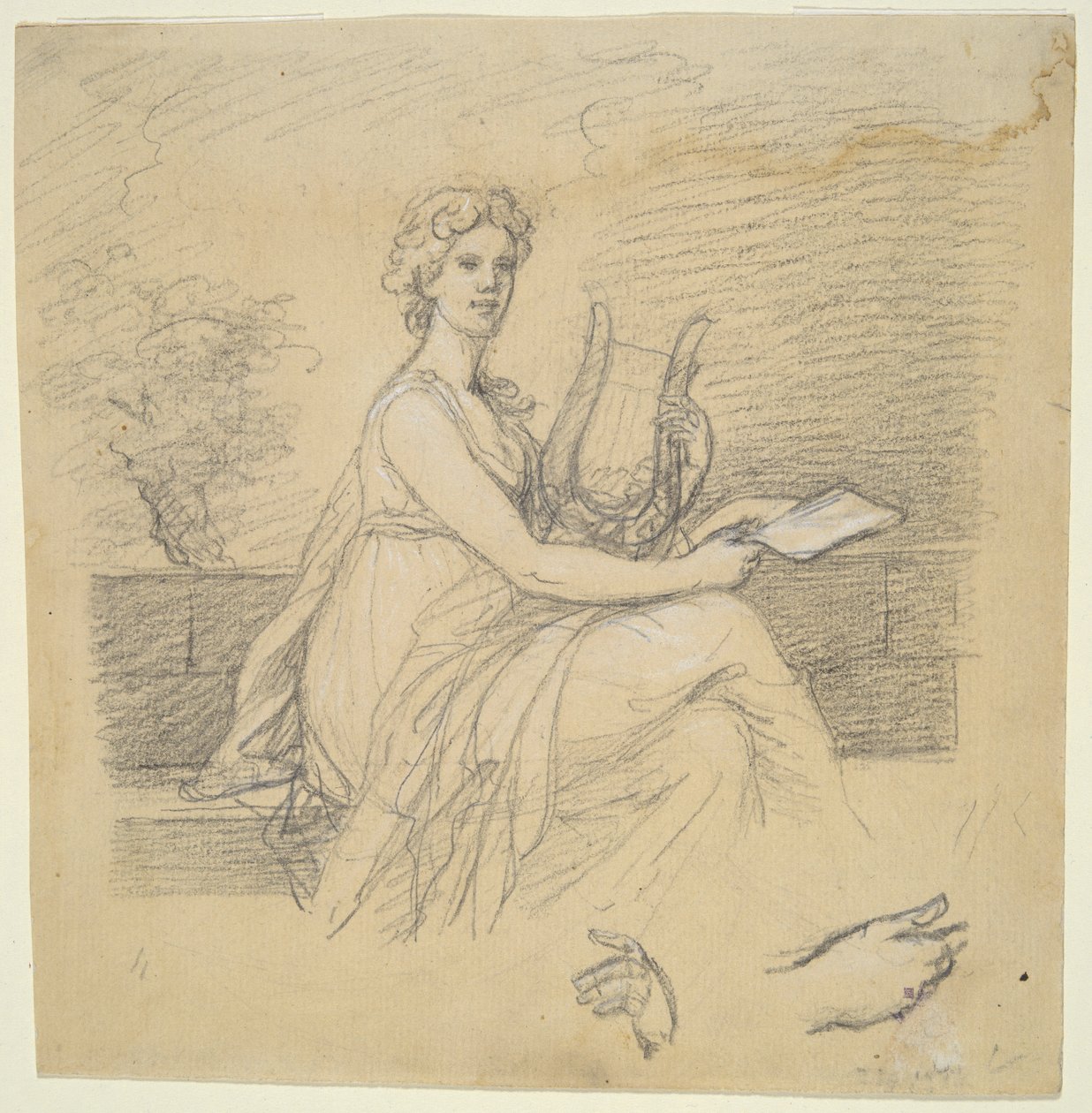 امرأة مع Lyre بواسطة غير معروف
