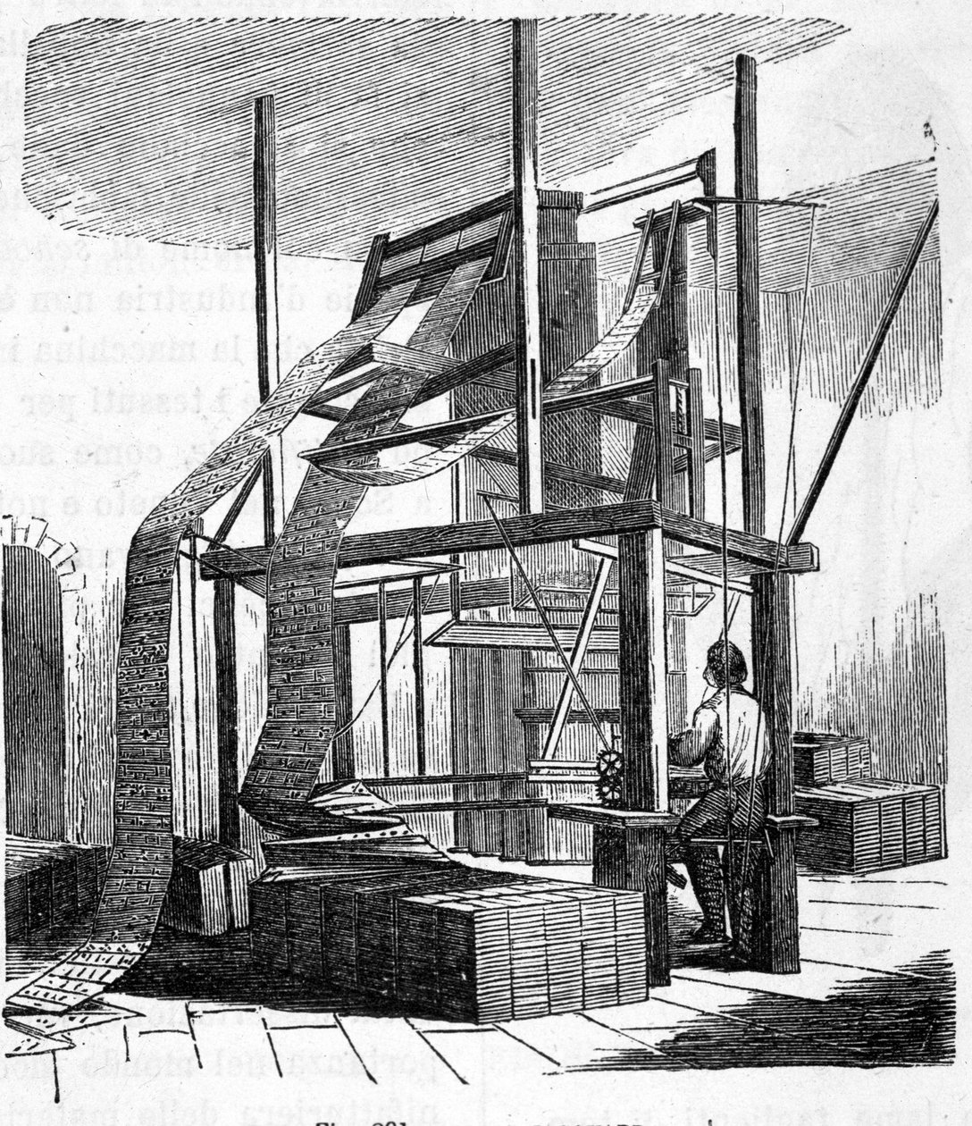 1801 نول نسيج الجاكار. نقش القرن التاسع عشر. بواسطة فنان غير معروف