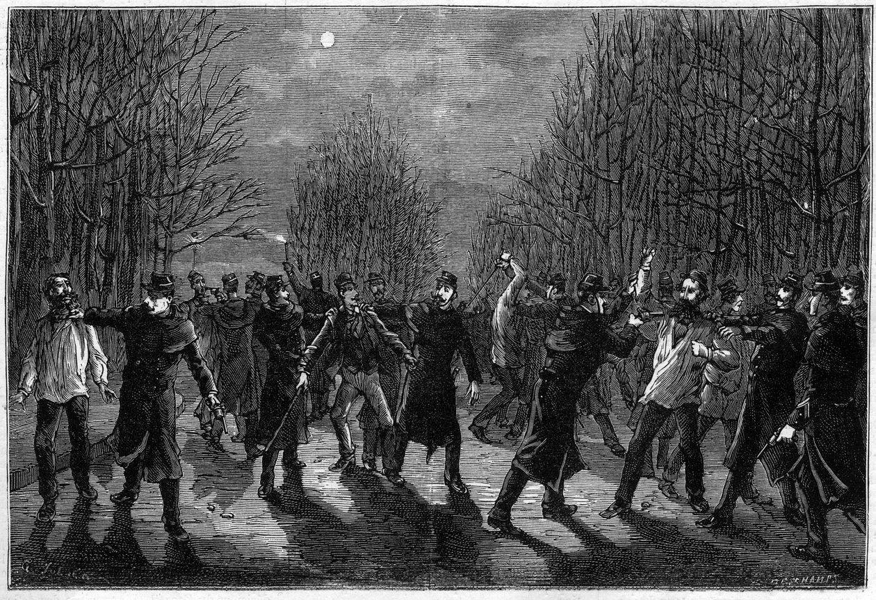ضرب للمجرمين في Bois de Boulogne في باريس عام 1883 بواسطة فنان غير معروف