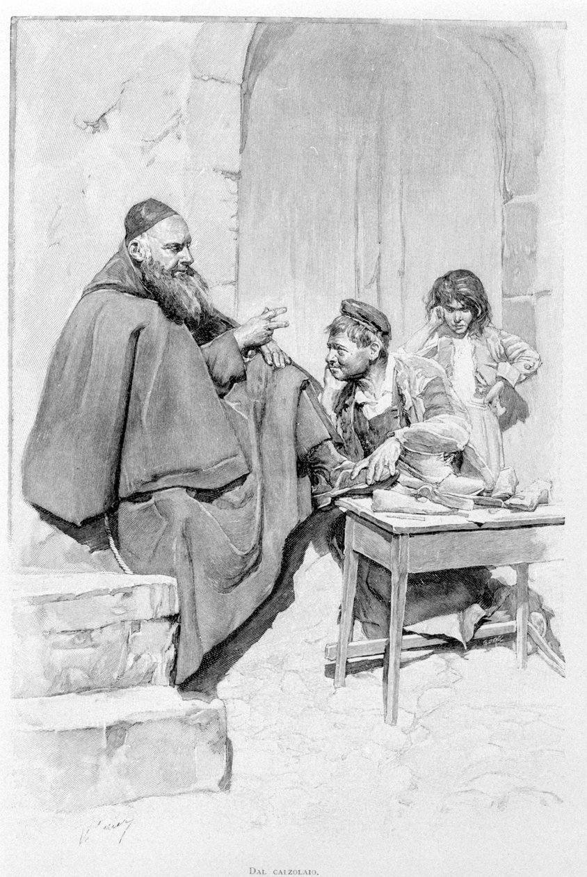 صانع أحذية في صقلية عام 1870. بواسطة فنان غير معروف