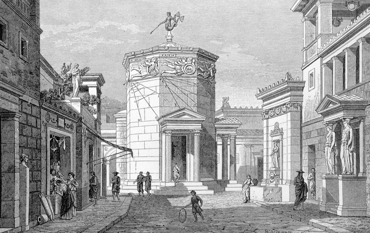 شارع في أثينا. نقش من عام 1877. بواسطة فنان غير معروف