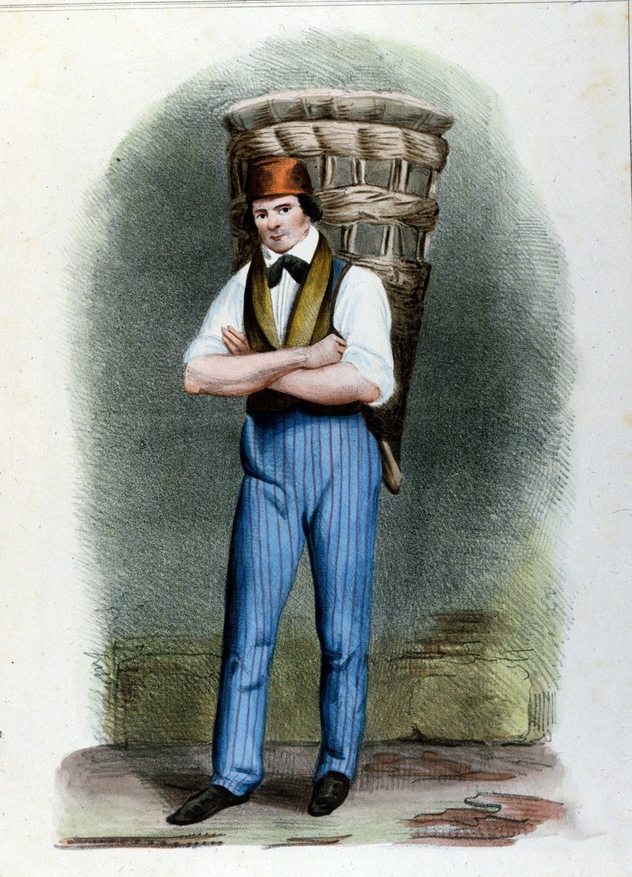بائع خبز متجول. نقش ميلانو حوالي عام 1820. بواسطة فنان غير معروف