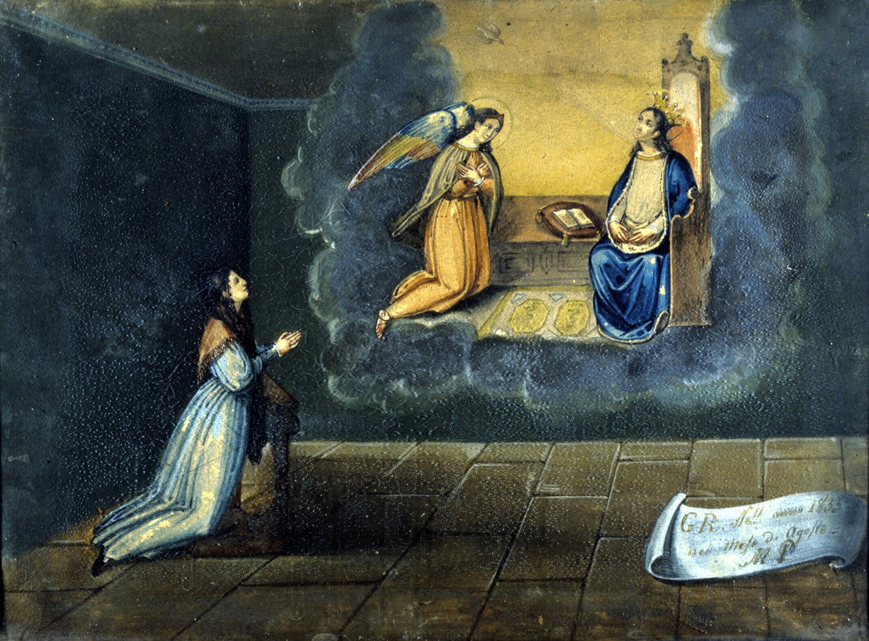 شابة تصلي. Ex voto من ملاذ Madonna delle Grazie de Monza. 1833. بواسطة فنان غير معروف