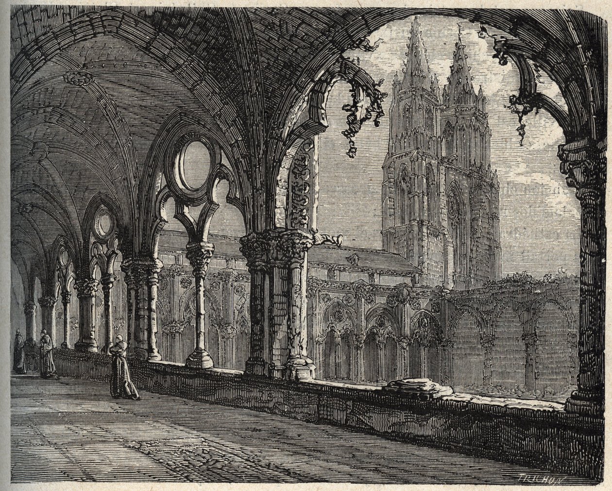 دير Saint-Jean-des-Vignes - Soissons - (Saint Jean des Vignes) - نقش في "" PATRIE - صورة وصف مقتضب لفرنسا في 6 ألوان بواسطة LUCIEN HUARD - نهاية القرن التاسع عشر بواسطة فنان غير معروف