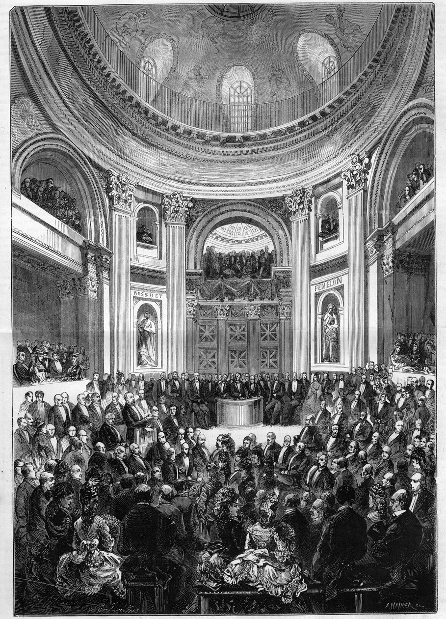 Academie Francaise: استقبال Henri d'Orleans ، دوق Aumale (1822-1897) ، جندي فرنسي وسياسي ومؤرخ ، 3 أبريل بواسطة فنان غير معروف