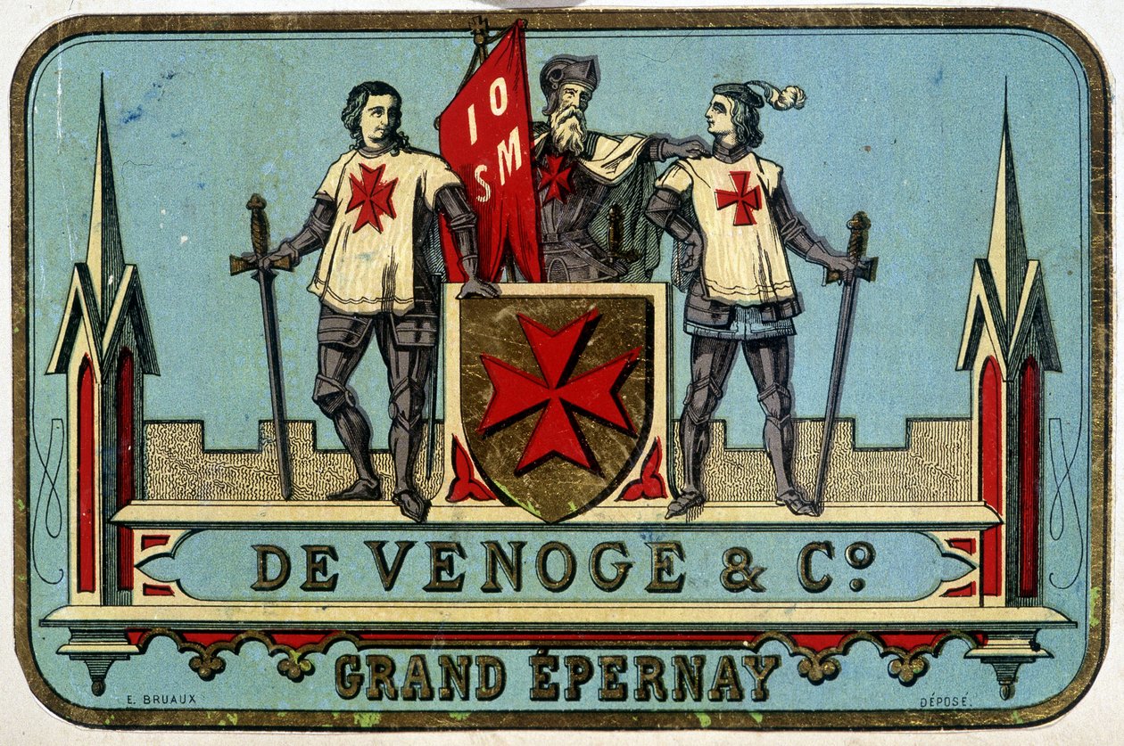 ملصق إعلاني لـ "" Venoge - Grand Epernay "(فرسان مالطا). اختصار الثاني. القرن ال 19. بواسطة فنان غير معروف