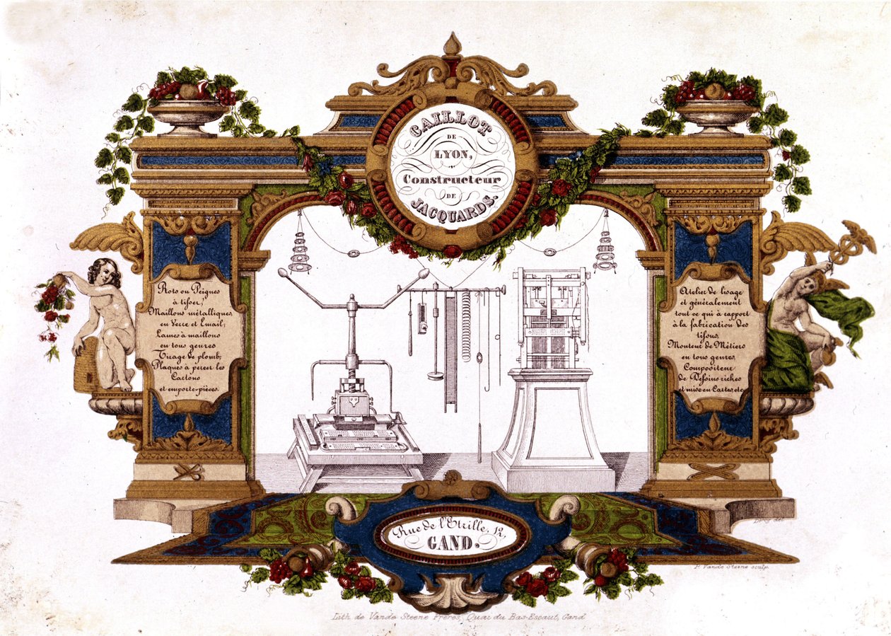 إعلان عن شركة بناء جاكار لوم "" Caillot de Lyon "". 1840. بواسطة فنان غير معروف
