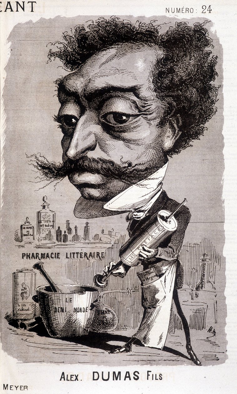ألكسندر دوماس فيلس و "" الصيدلية الأدبية "" - في "" Le Géant "بتاريخ 1868/02/08 بواسطة فنان غير معروف