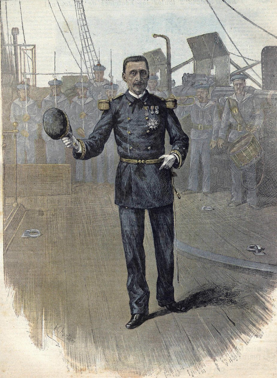ألفريد ألبرت جيرفيه (1837-1921) ، أميرال فرنسي ، رئيس أركان البحرية عام 1892. نقش من عام 1892. بواسطة فنان غير معروف