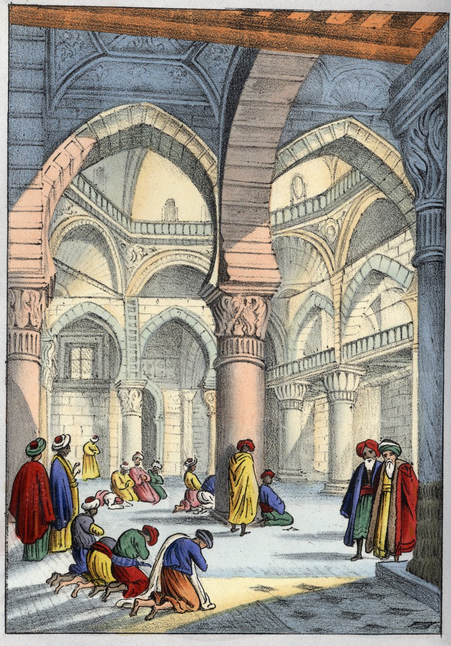 الجزائر العاصمة ، الجزائر. مسجد داخلي "" L'Algerie antique et moderne "بقلم ليون غاليبرت. الطبعة الايطالية 1846 لون. بواسطة فنان غير معروف