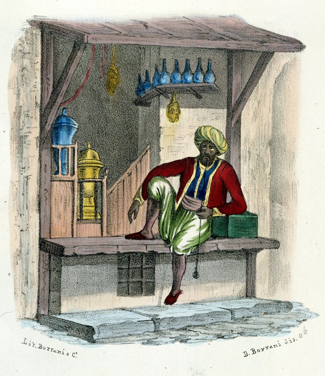 بائع عربي نقش حوالي عام 1850. بواسطة فنان غير معروف