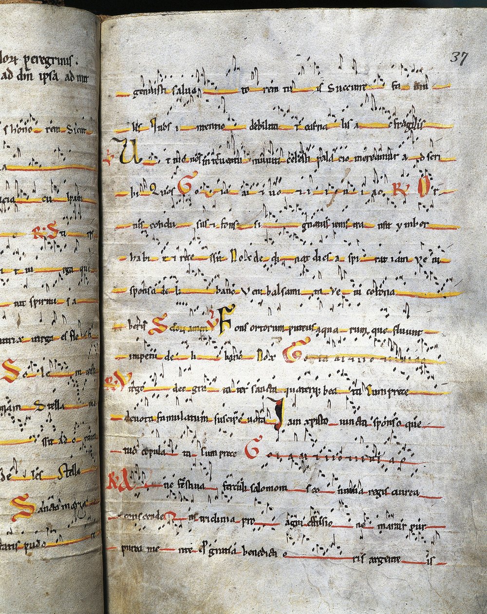 صفحة Antiphonary من القرن الثاني عشر. برشلونة ، مونسترول دي مونتسيرات. دير مونتسيرات بواسطة فنان غير معروف