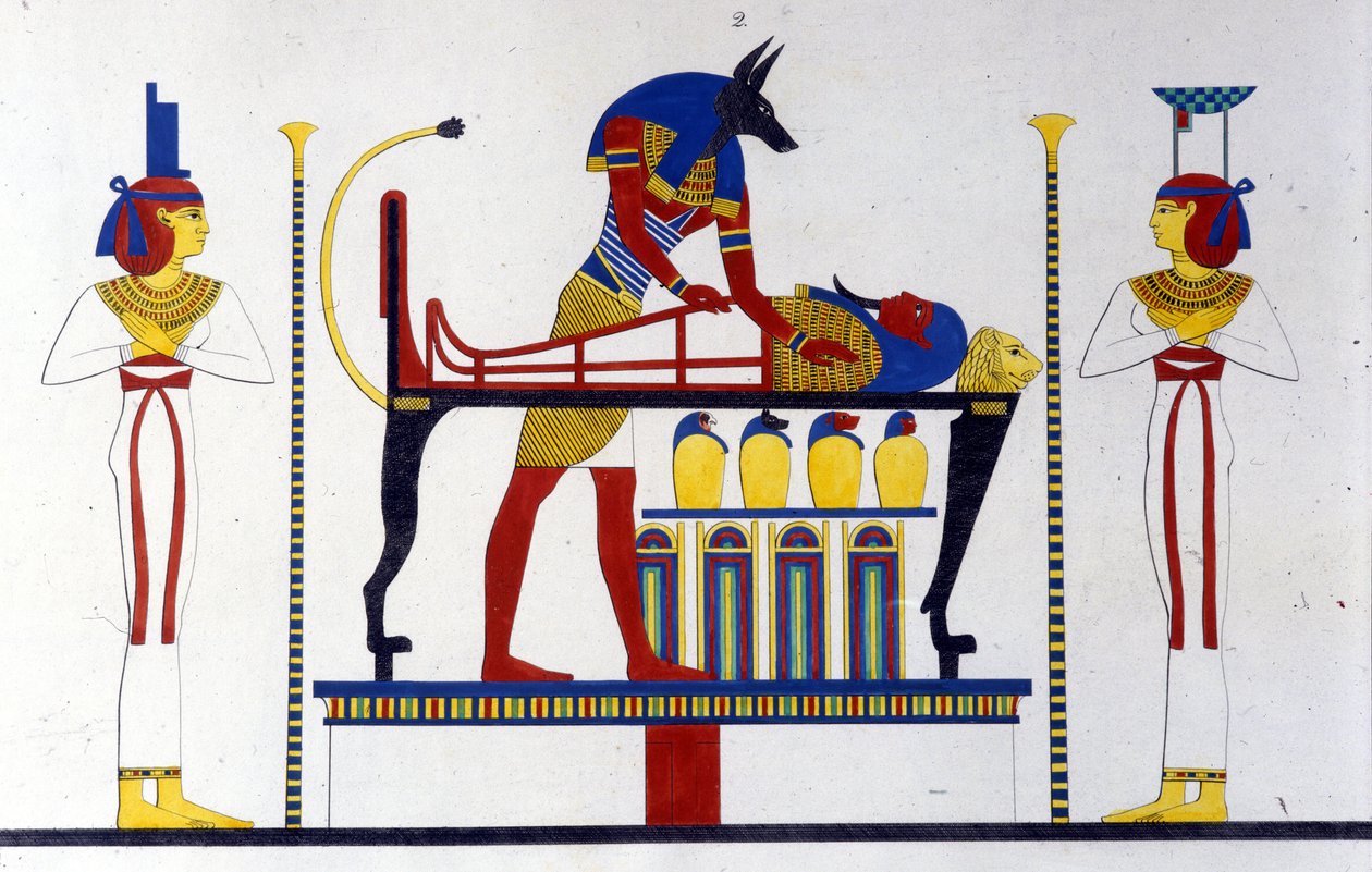 أنوبيس ومومياء - في "" آثار مصر والنوبة العليا "لإيبوليتو روسيليني (روسيليني). بواسطة فنان غير معروف