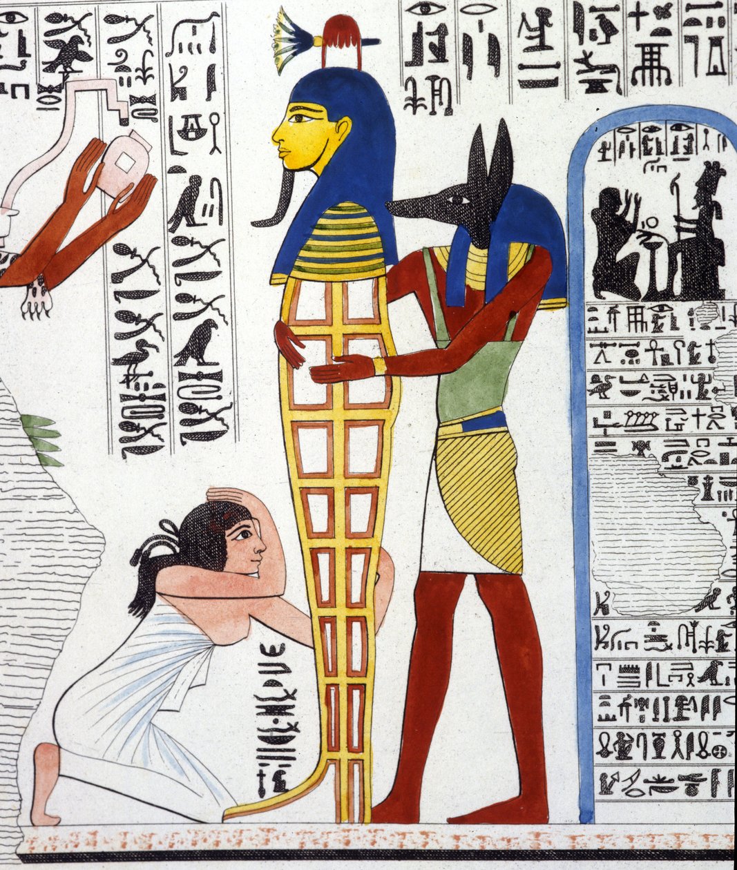 أنوبيس ومومياء - في "" آثار مصر والنوبة العليا "لإيبوليتو روسيليني (روسيليني). بواسطة فنان غير معروف