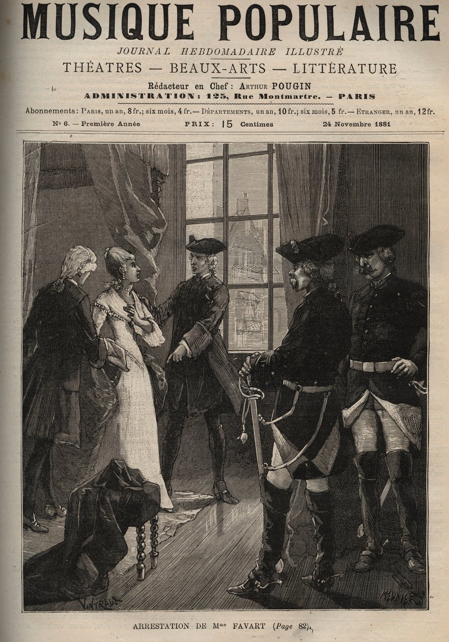 اعتقال مدام فافارت ماري جوستين بينوا دورونسيراي ، مدام فافارت (1727-1772) ، الفنانة الكوميدية والمغنية الفرنسية ، ضحية تقدم موريس ساكسونيا (1696-1750) ، واعتقل من قبله ، واحتجز في دير التائبين تحت أعظم سكرتير بواسطة فنان غير معروف