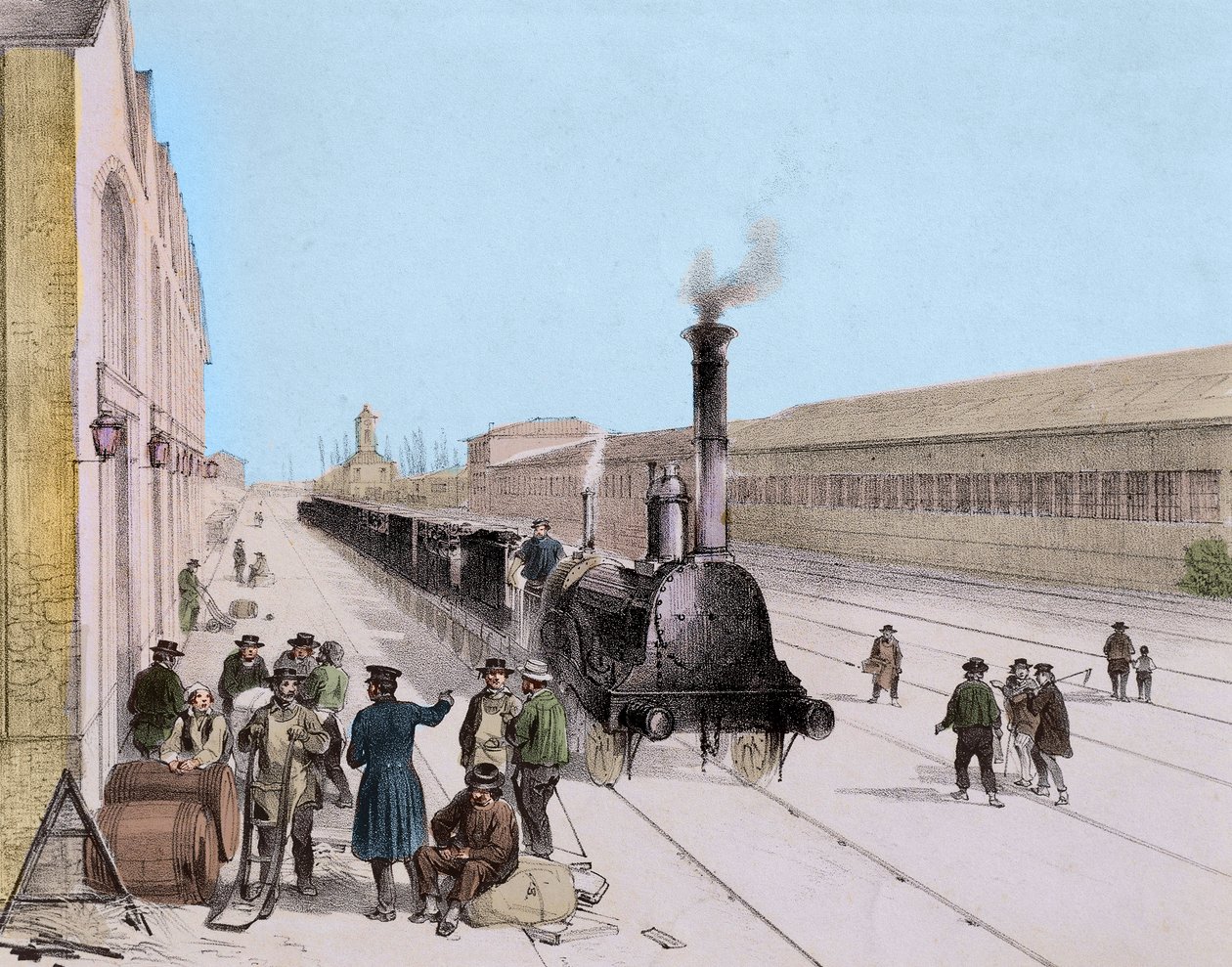 وصول قطار الشحن Paris Orleans Line - نقش القرن التاسع عشر - مجموعة Privee بواسطة فنان غير معروف