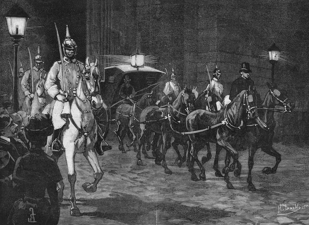وصول رفات الأرشيدوق رودولف من هابسبورغ (1858 - 1889) ، ولي عهد النمسا. بواسطة فنان غير معروف