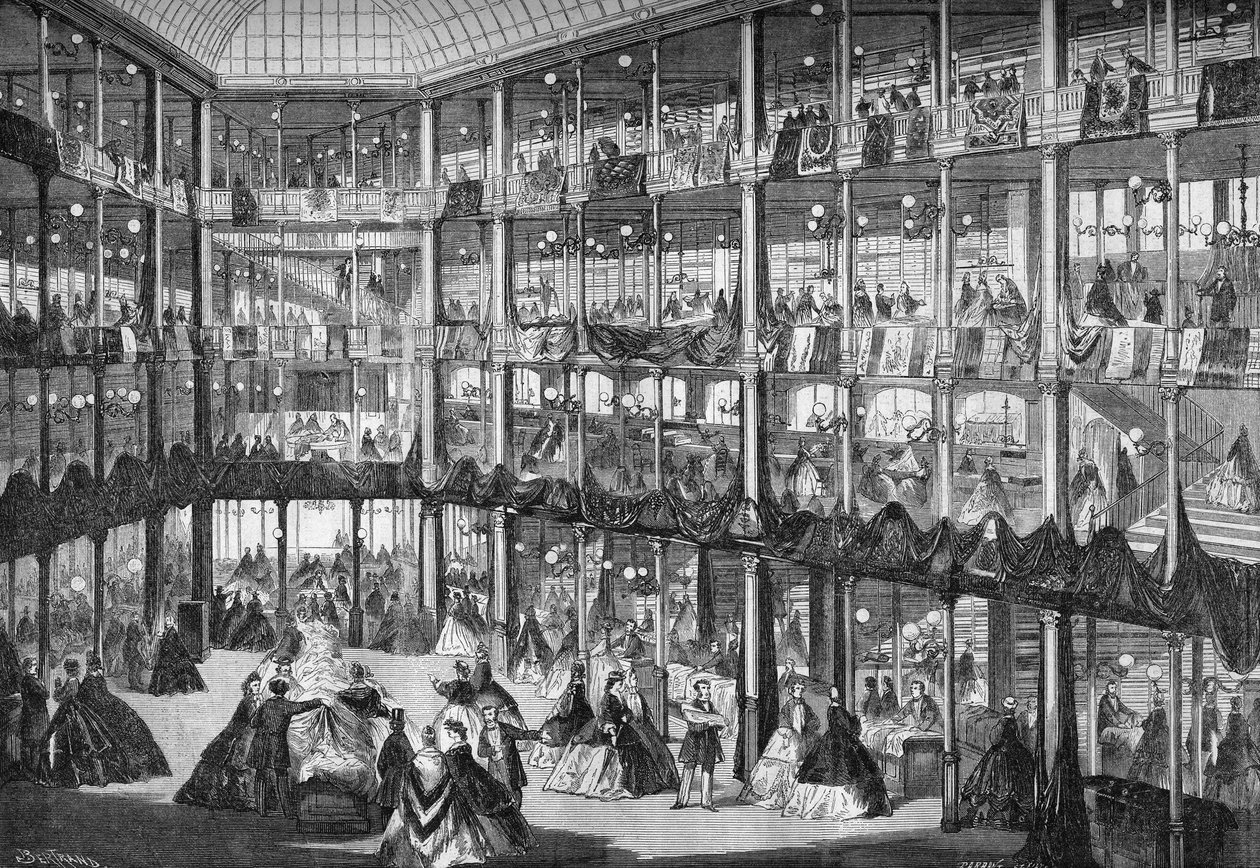 جانب من متجر "" Au Corner de la rue "" "(زاوية شوارع Montesquieu و Bons Enfants). باريس ، سبتمبر 1864. بواسطة فنان غير معروف