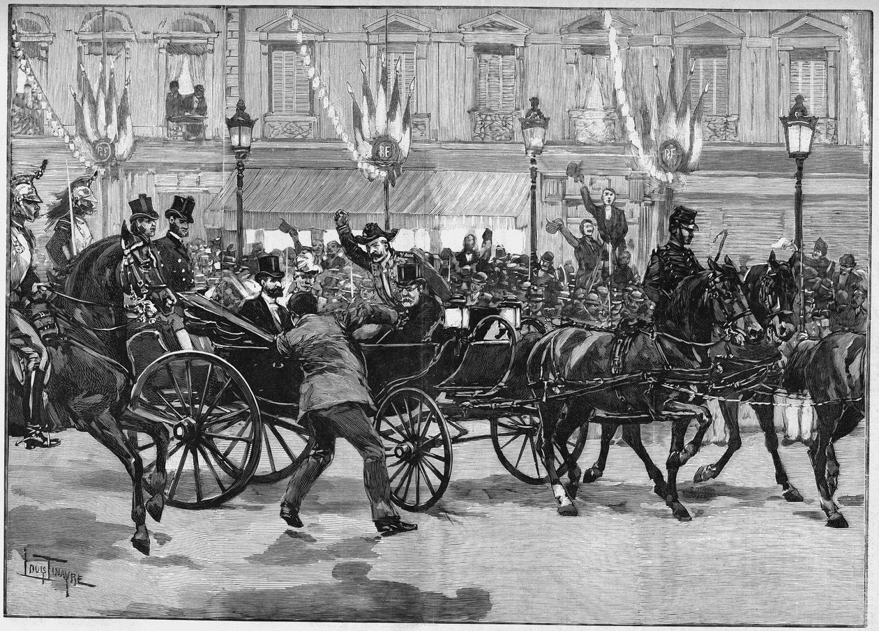 اغتيال رئيس الجمهورية سعدي كارنو (1837-1894) من قبل الأناركي كاسيريو. 24 يونيو 1894. بواسطة فنان غير معروف