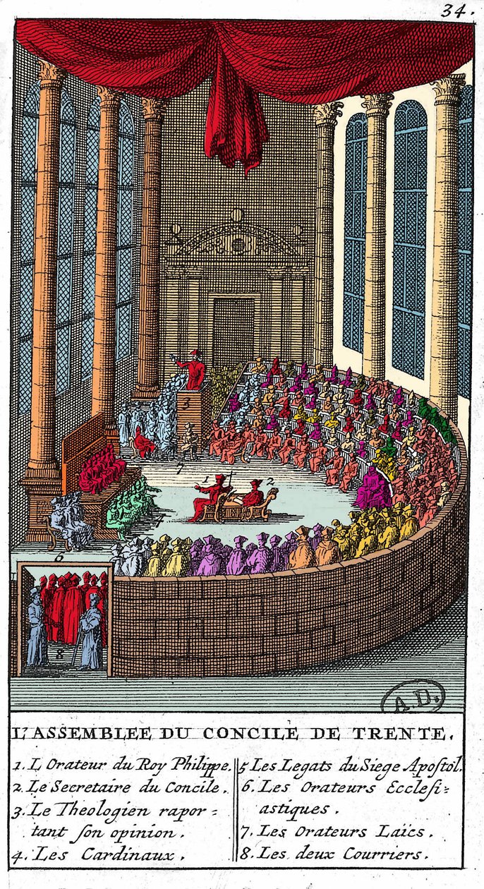 جمعية مجلس ترنت (1545 - 1563) نقش 1706. بواسطة فنان غير معروف