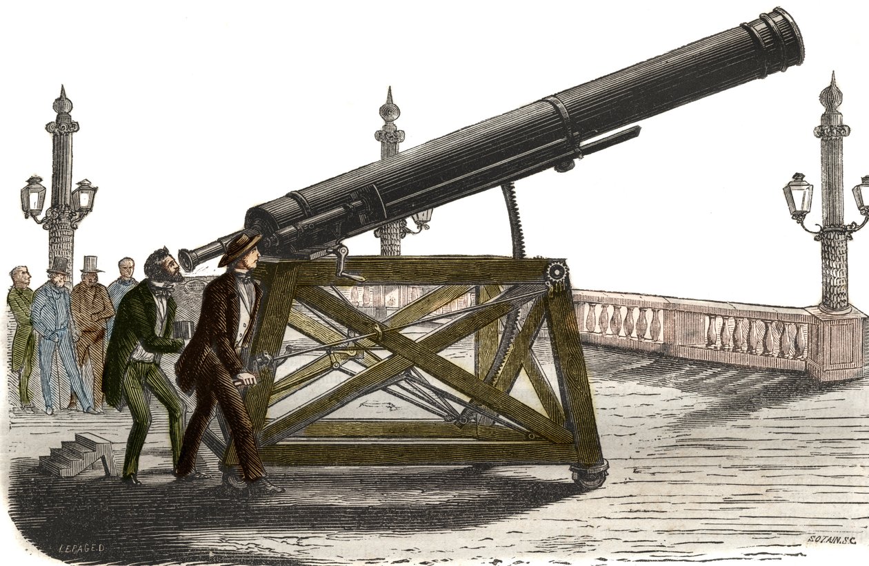الحافة الفلكية لمكان كونكورد M. Queslin في باريس. نقش من 1857 في "" Le Musee Des Sciences "" بواسطة فنان غير معروف