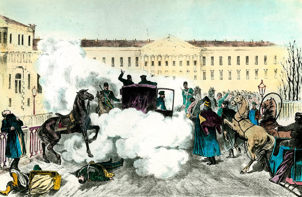هجوم القيصر: اغتيال الإمبراطور الروسي ألكسندر الثاني (1818-1881) في سانت بطرسبرغ بواسطة فنان غير معروف