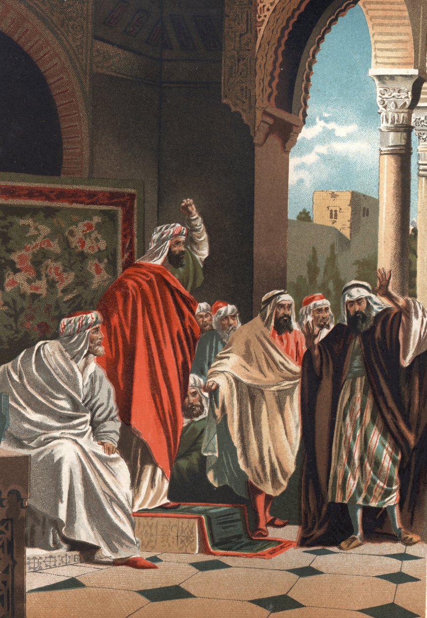 فيلسوف وطبيب ابن رشد عربي (1126-1198). من "العلم ورجاله" للويس فيغير. برشلونة 1881 بواسطة فنان غير معروف