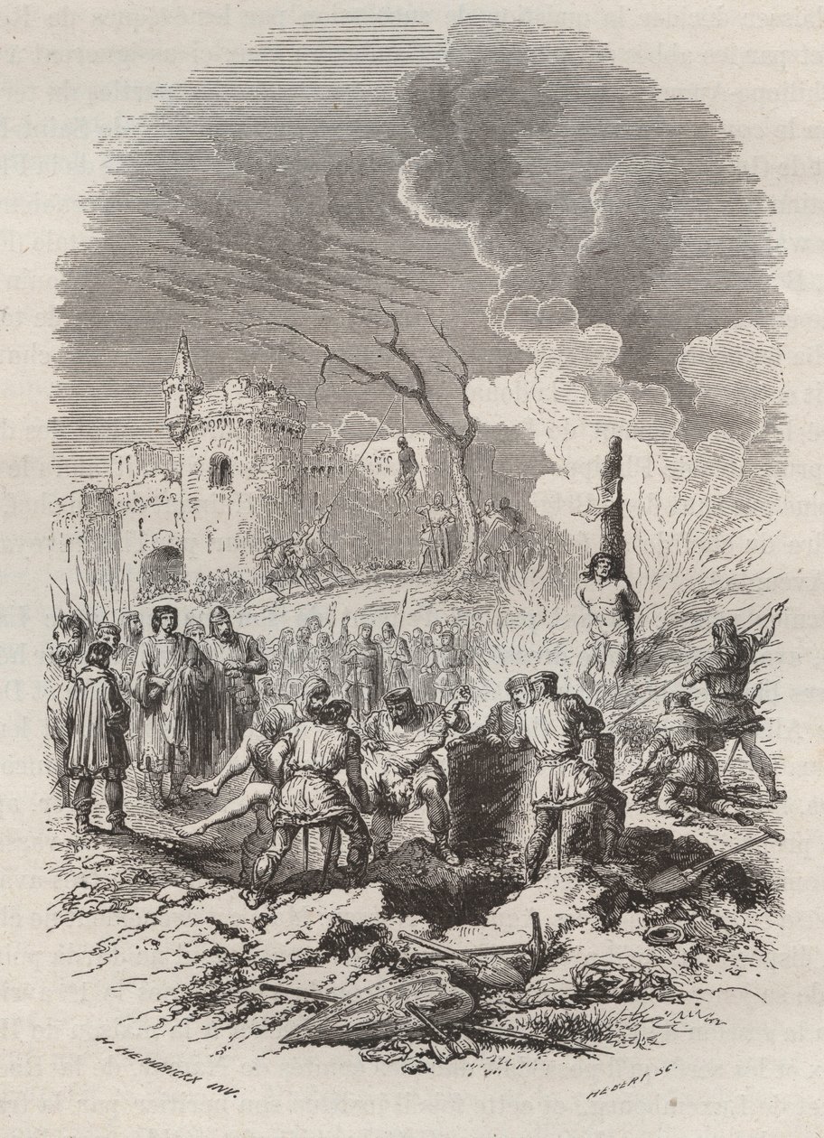 بالدوين الخامس ، كونت فلاندرز (1012-1067) أعاد تأسيس الشرطة في ولاياته - نقش 1868 في "تاريخ بلجيكا من العصور البدائية إلى نهاية عهد ليوبولد الأول" بقلم ثيودور جوست (1818-1888) - خاص مجموعة بواسطة فنان غير معروف