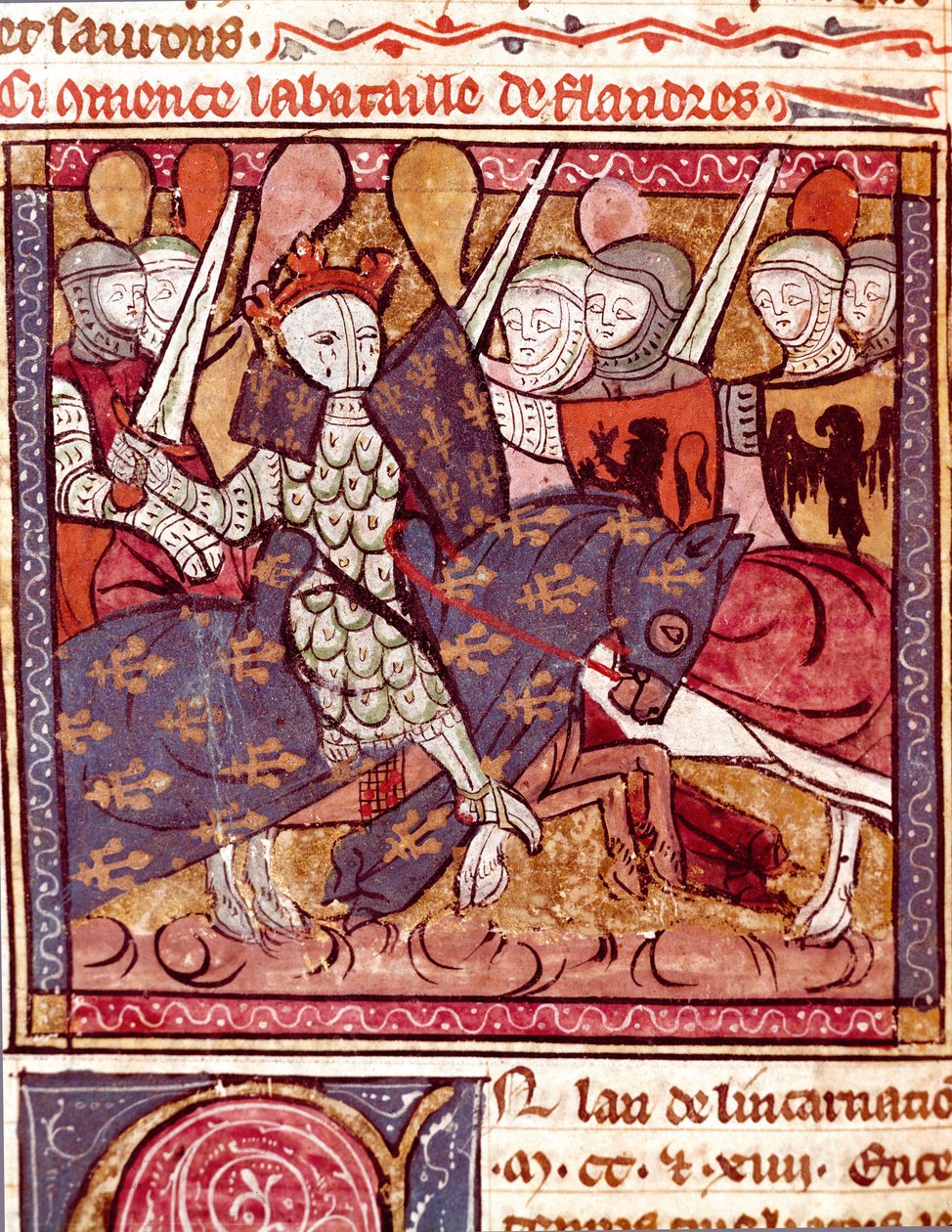 معركة فلاندرز المصغرة من "" Grandes Chronicles de France "1375-1379 مكتبة البلدية ، كاستريس بواسطة فنان غير معروف