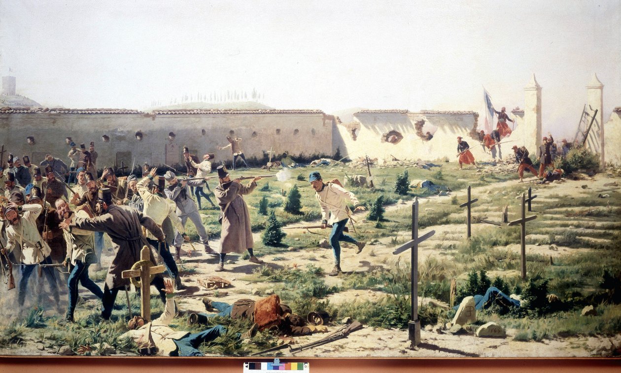 معركة سولفرينو ، لومباردي ، ضد الجيش الفرنسي-سردينيا والنمساوي في 24 يونيو 1859. متحف ديل ريسورجيمنتو. ميلان بواسطة فنان غير معروف