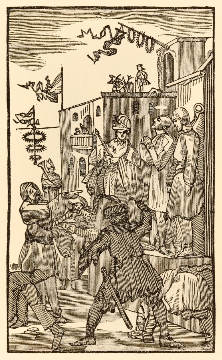 ها الغرور عادلة! من تقدم الحجاج من هذا العالم ، إلى ما سيأتي بقلم جون بونيان (1628-1688) ، يدخل المسيحي بلدة فانيتي فير ويرى رفقاء الحجاج في سلاسل. بواسطة غير معروف