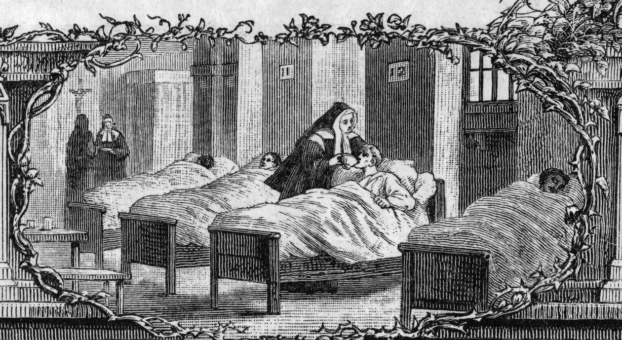 برناديت سوبيروس (1844-1879) في ثوب راهبة تعتني بالمرضى. بواسطة فنان غير معروف