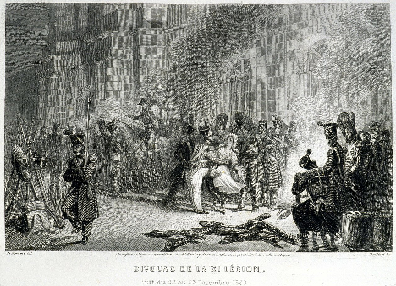 إقامة الفيلق الحادي عشر - ليلة 22 إلى 23 ديسمبر 1830 - في "" Fasttes de Gardes nationales de France "" بواسطة فنان غير معروف