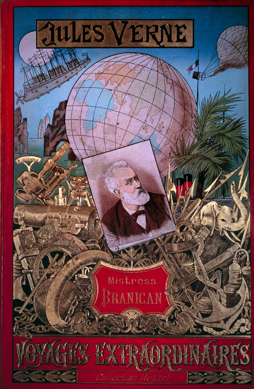غلاف الكتاب "" Mistress Branican "" لجول فيرن (1828-1905) في مجموعة "" Voyages extraordinaire "" "القرن التاسع عشر في باريس ، بي إن بواسطة فنان غير معروف