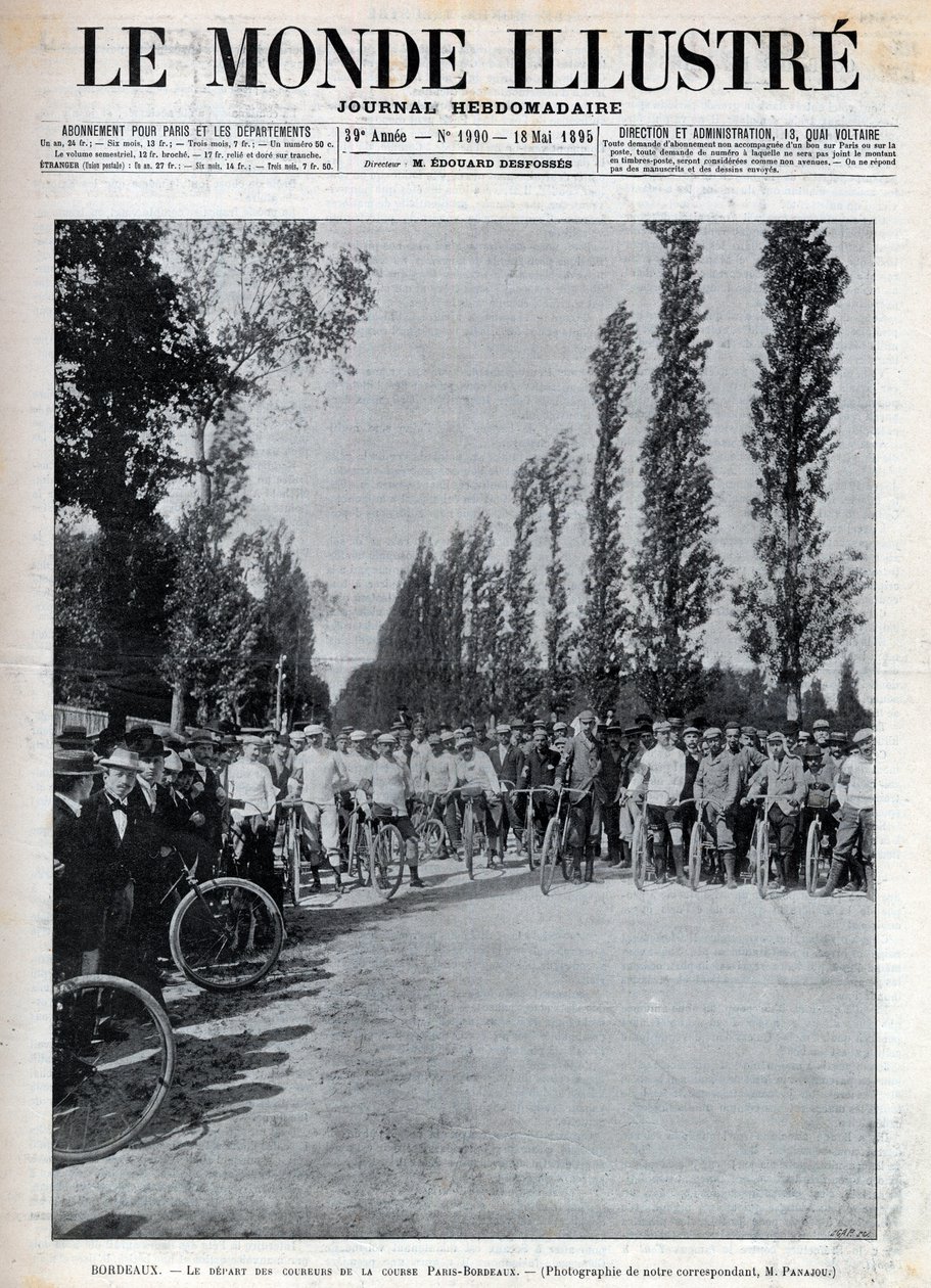 بوردو - بداية سباق باريس-بوردو - غلاف "العالم المصور" لعام 1895 - بواسطة فنان غير معروف